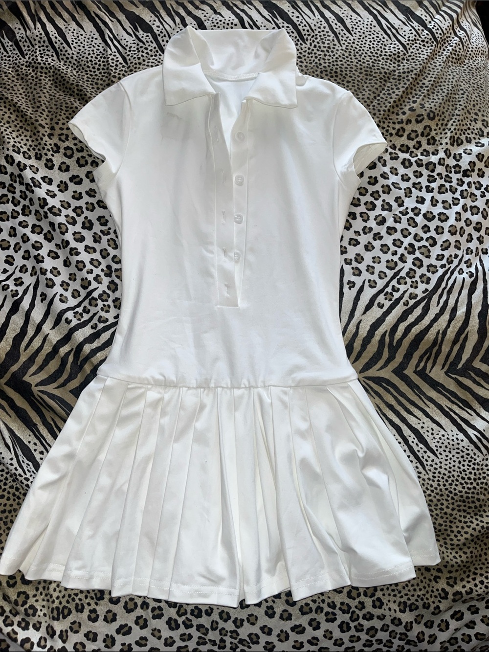 White Pleated Tennis-Style Mini Dress